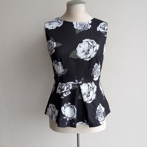 Pink Martini Floral Peplum Sleeveless Blouse